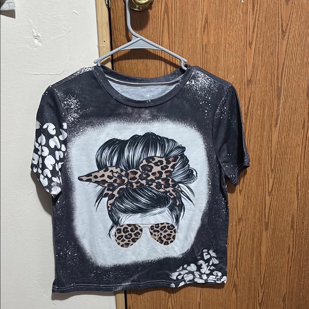 Stylish Black and White Womens Shirt with Leopard Print